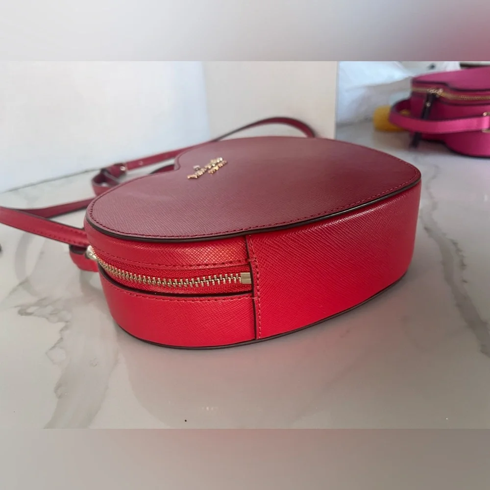 Kate Spade Love Shack Heart Leather Bag Purse Candied Cherry Red Saffiano NEW
